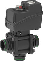 3-way electric bolted ball valves with bottom inlet and fork couplings
