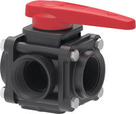 3-way bolted ball valves with side inlet and threaded couplings
