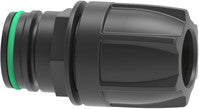 Boom-end fitting for quick connection with fork coupling male
