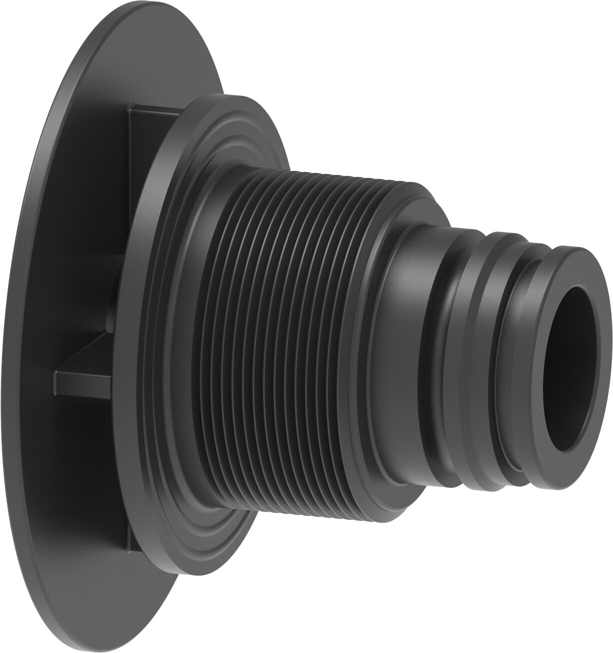 Male threaded anti-vortex intake with fork coupling