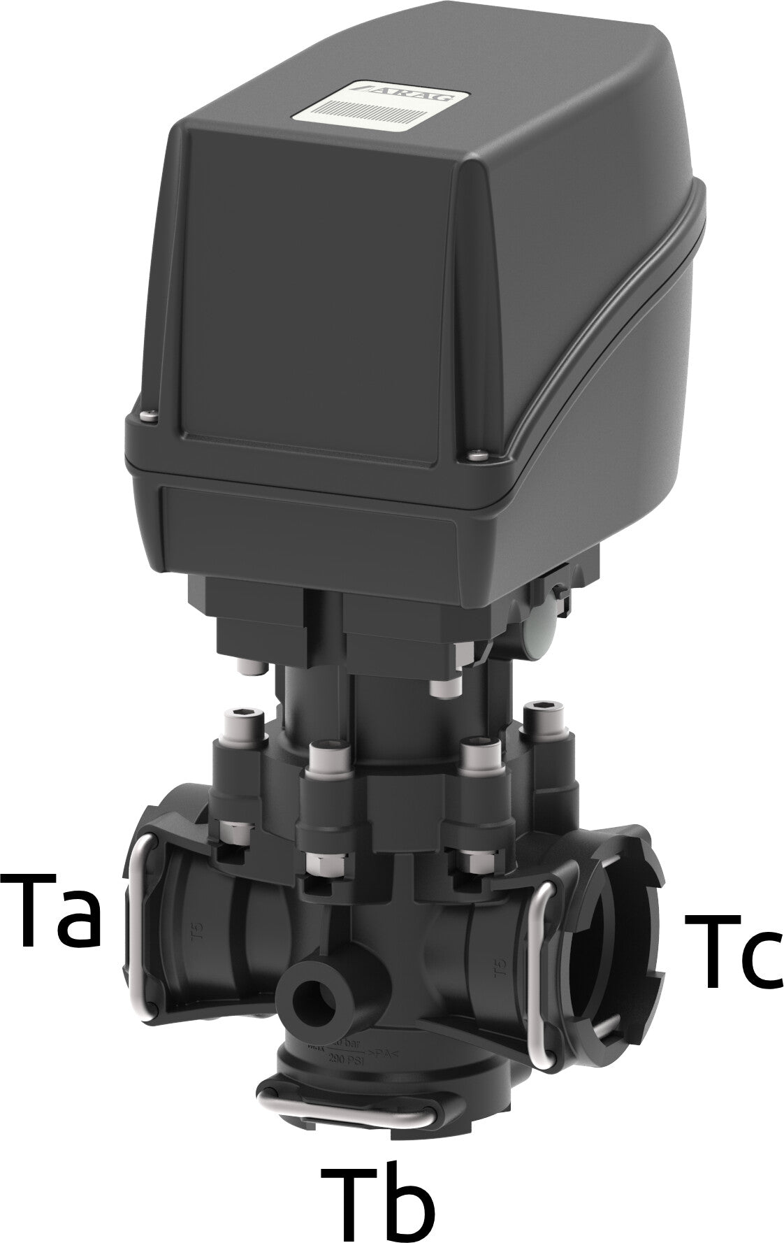Electric diaphragm pressure relief control valve with fork coupling