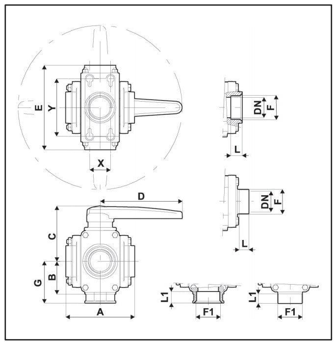 5 Way Ball Valve - Series 453 (1" to 2")