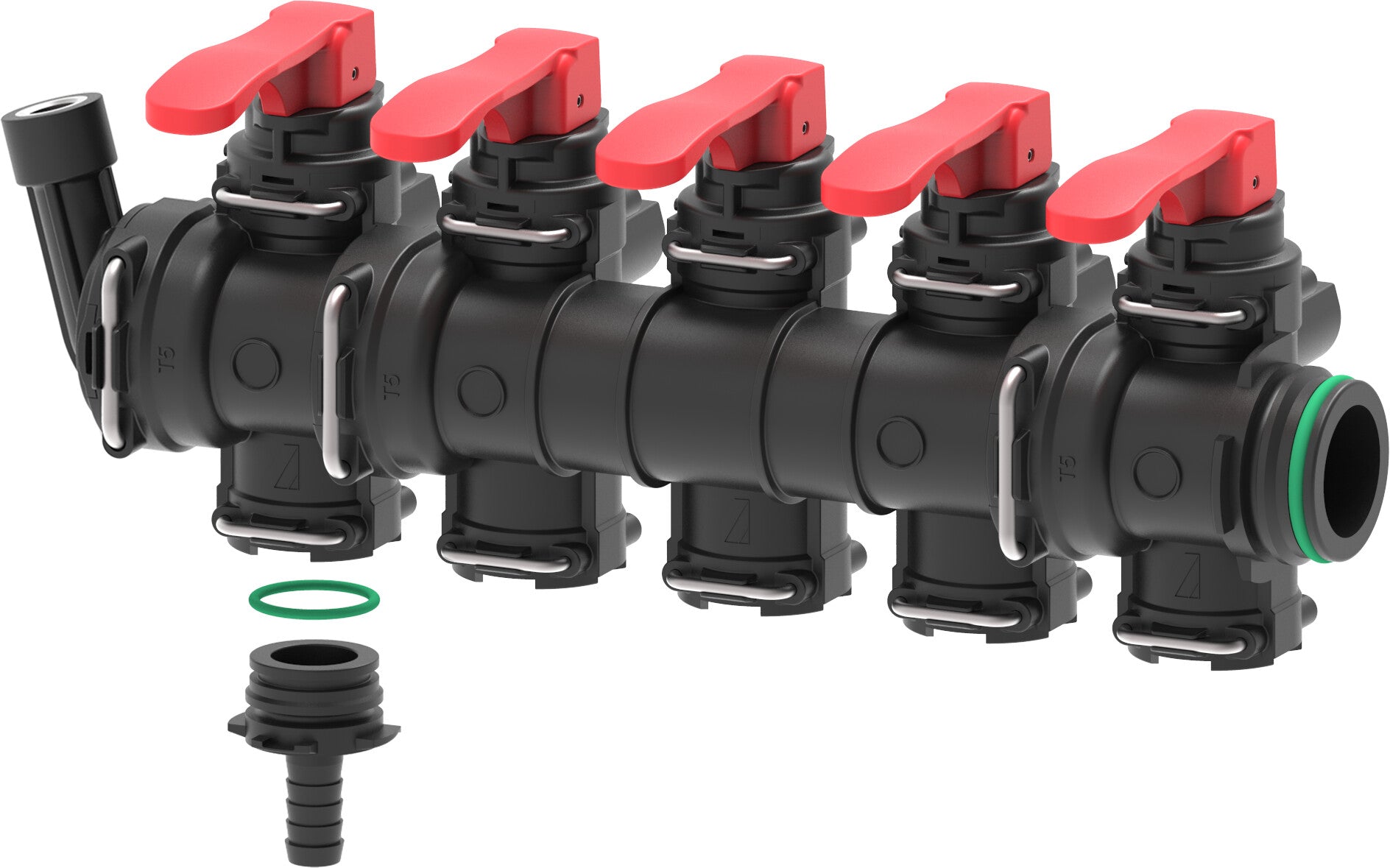 Series 463T ON/OFF modular manual valve unit with T5 fork coupling.