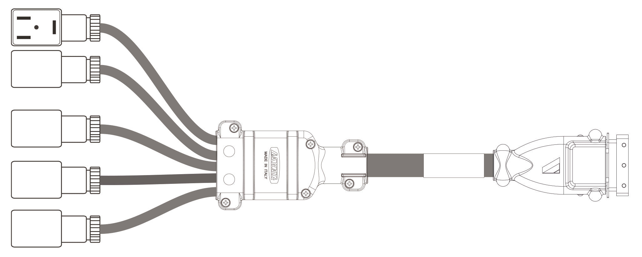Accessory cables for connecting orchard sprayers with MOTORIZED valves