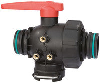3-way single union ball valves with male/female fork couplings - interrupted or continuous flow