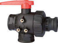 3-way single union ball valves - interrupted flow with adapter