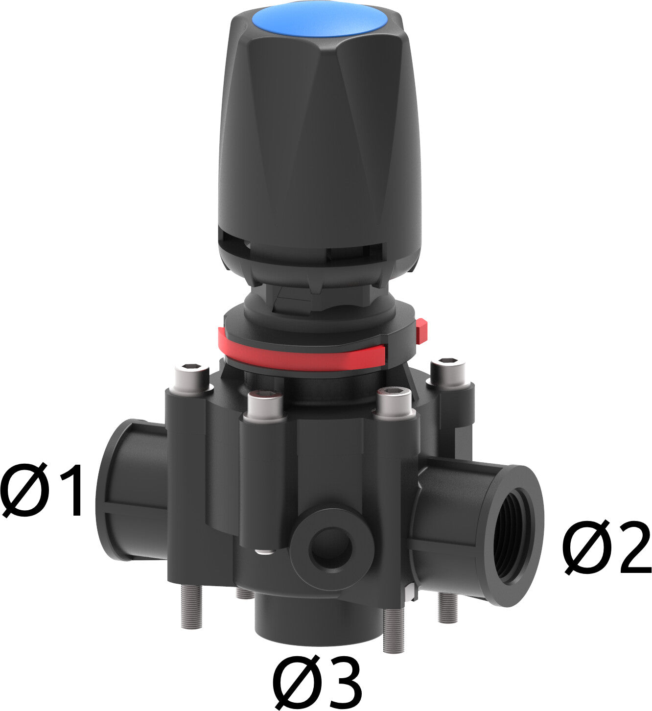Manual diaphragm pressure relief control valve with threaded coupling